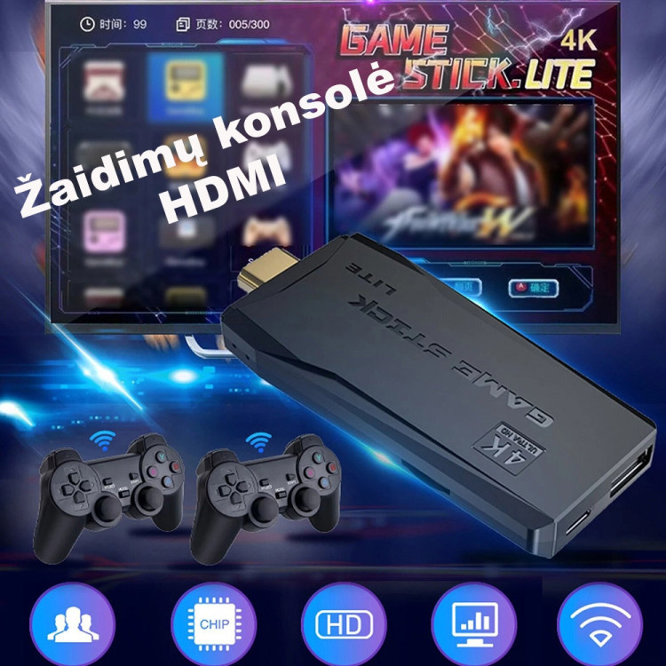 Retro žaidimų konsolė 2.4G HDMI