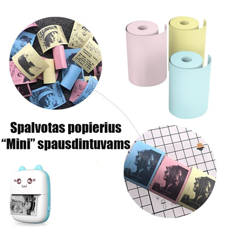 Spalvotas popierius (3 vnt. - mini spausdintuvui PTTR1504)