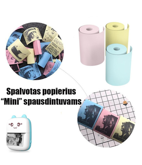 Spalvotas popierius (3 vnt. - mini spausdintuvui PTTR1504)