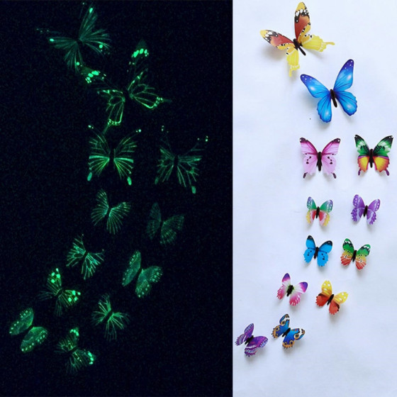 Fluorescencinių drugelių rinkinys (12 vnt.)