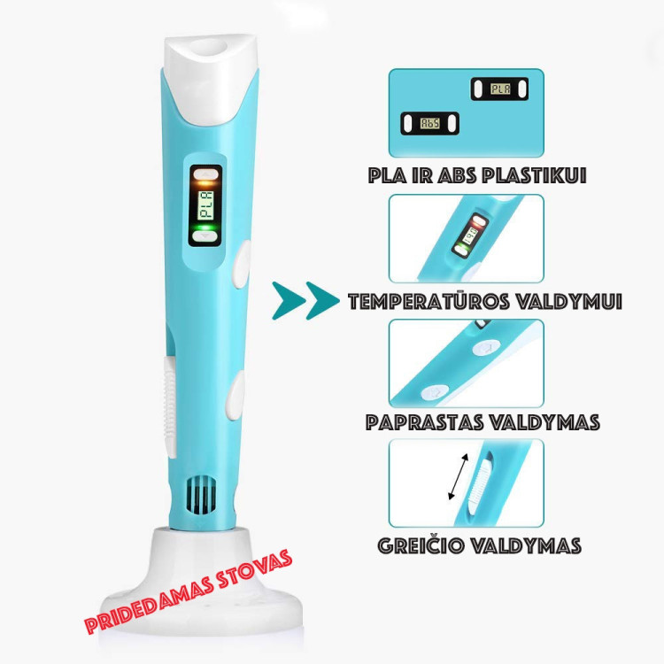 3D pieštukas (PLA ir ABS plastikui rašiklis)